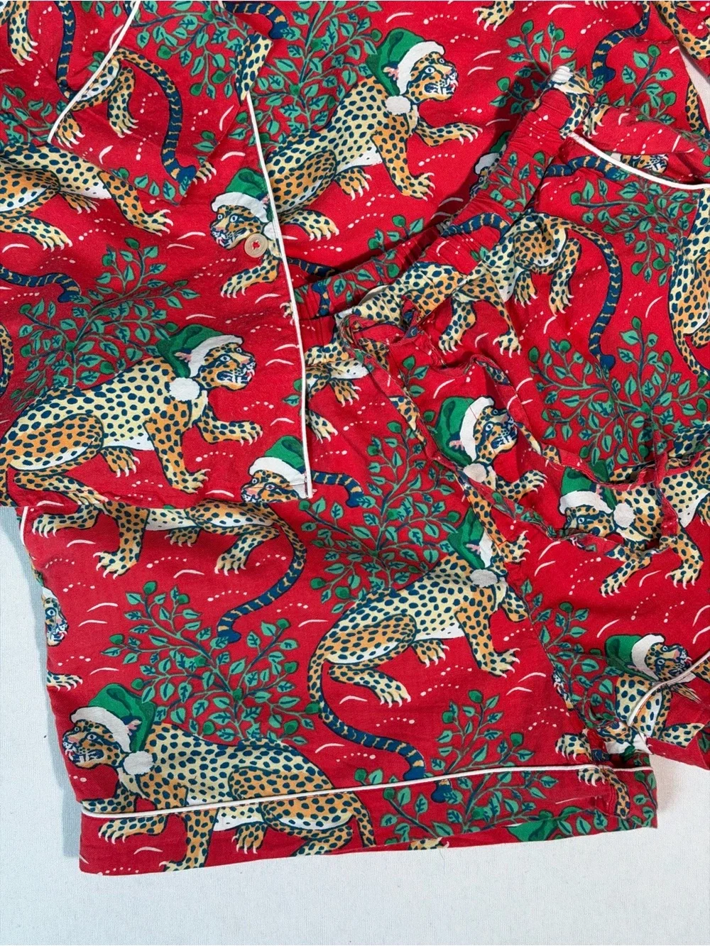 Printfresh Christmas Leopard Pajama Set Red Size M